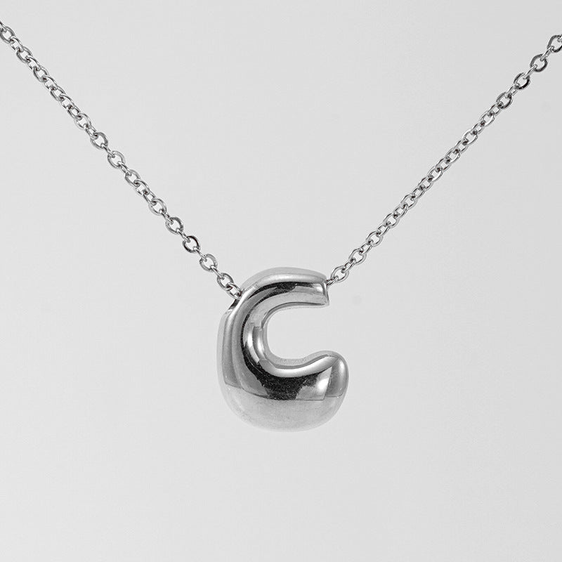 Wholesale Glossy bubble letter necklace for women 26 English letter pendants