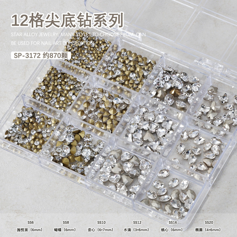 Wholesale Twelve-grid box nail art diamond decoration
