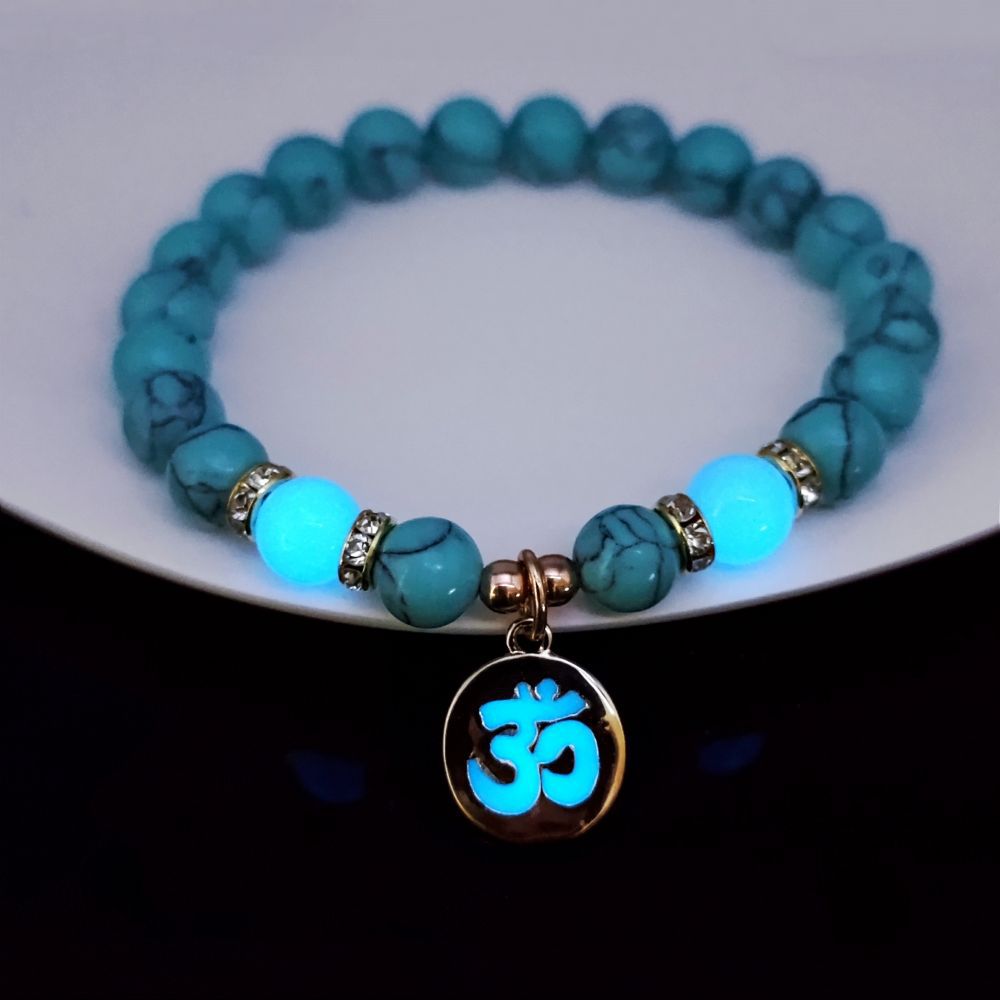 Wholesale Personalized Trendy Letters Sanskrit Luminous Pendant Elastic Bracelet