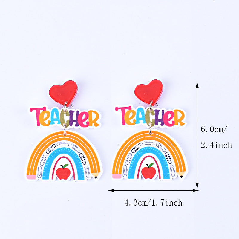 Wholesale Teacher's Day Return Season Rainbow Pencil Acrylic Earrings