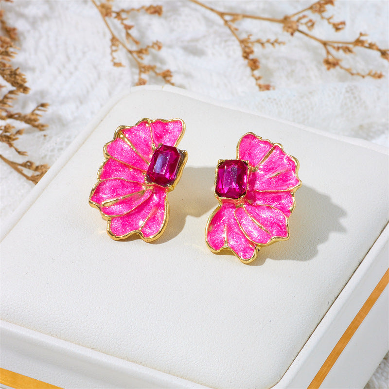 Wholesale Retro Style Butterfly Petal Oil Drop Earrings