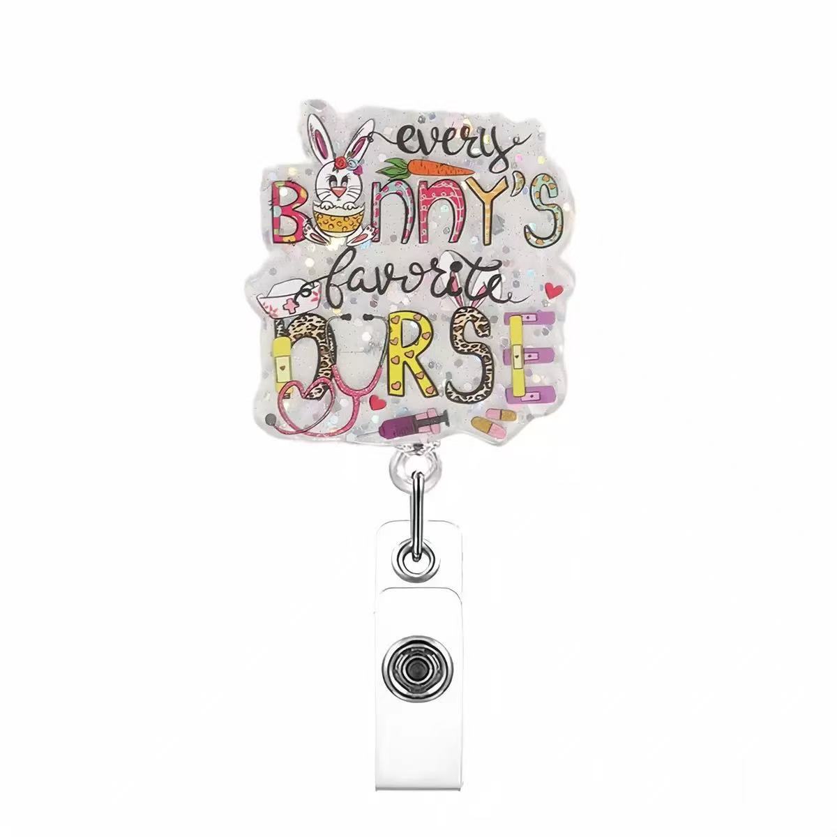 Wholesale Easter Badge Reels Glitter Fun Badge Reels