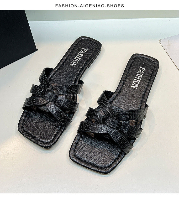 Wholesale Braided Flat Beach Slippers