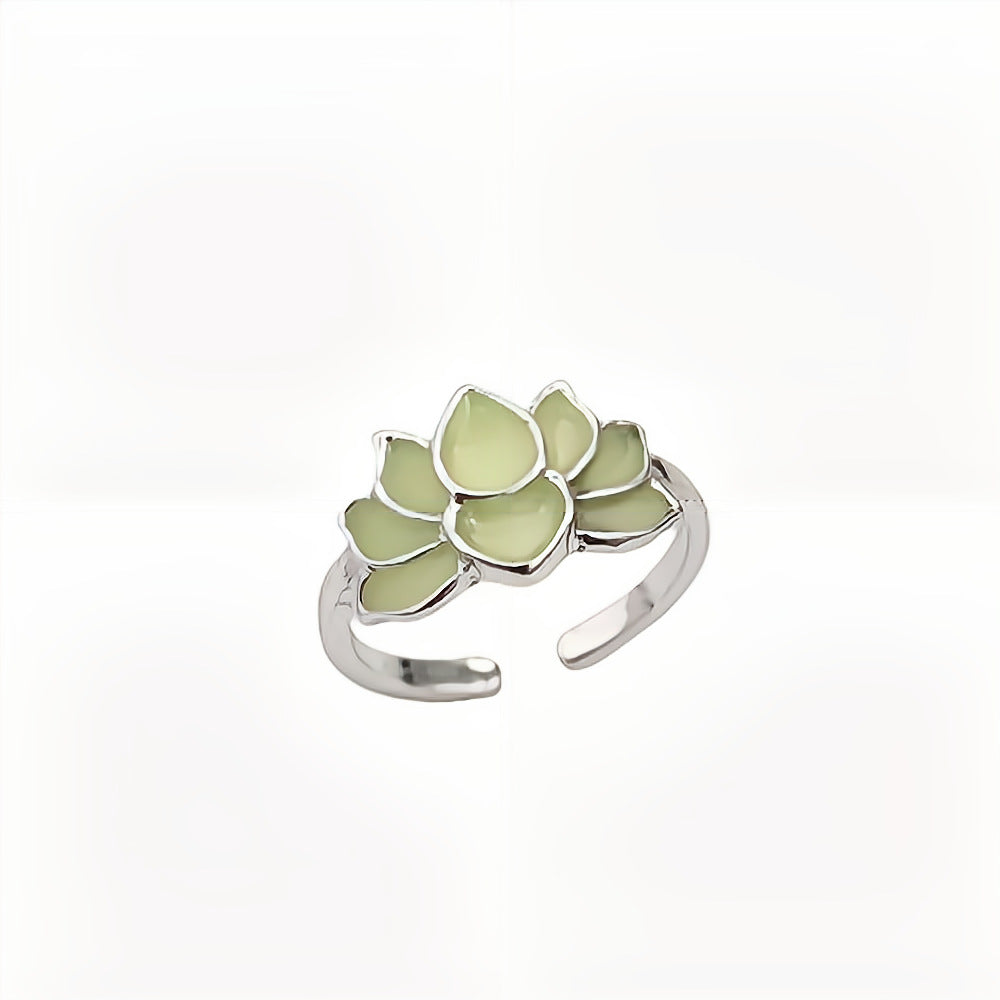 Wholesale Luminous Blooming Lotus Energy Adjustable rings