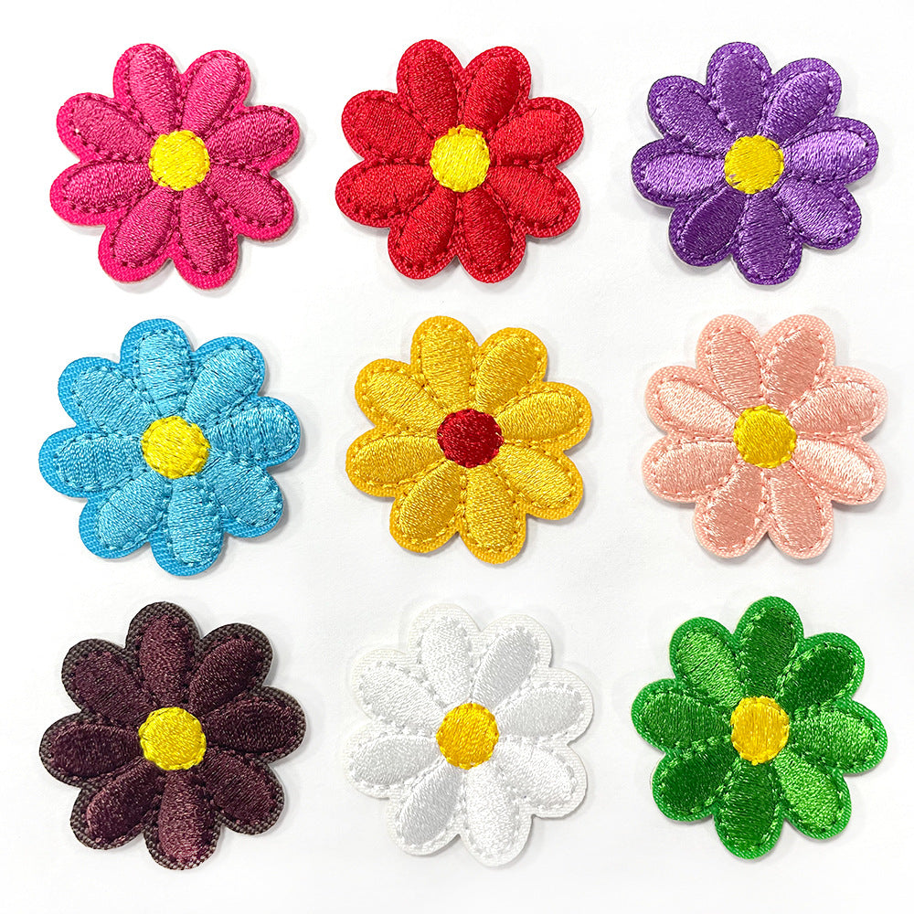Wholesale Adhesive Backed Embroidered Patch With Colorful Sunflower Design For Coats Fashion Accessory