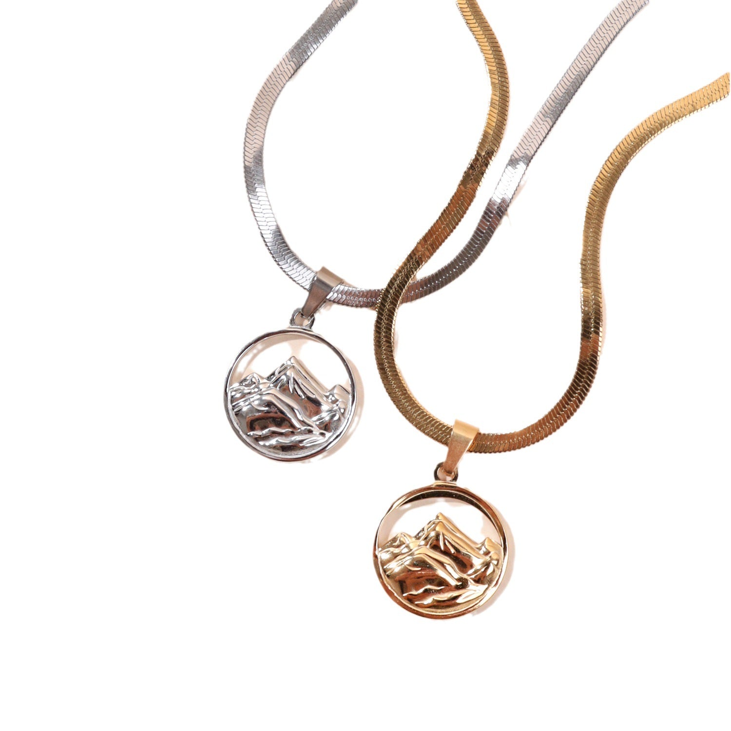 Wholesale Stainless Steel Snow Mountain Pendant Necklace