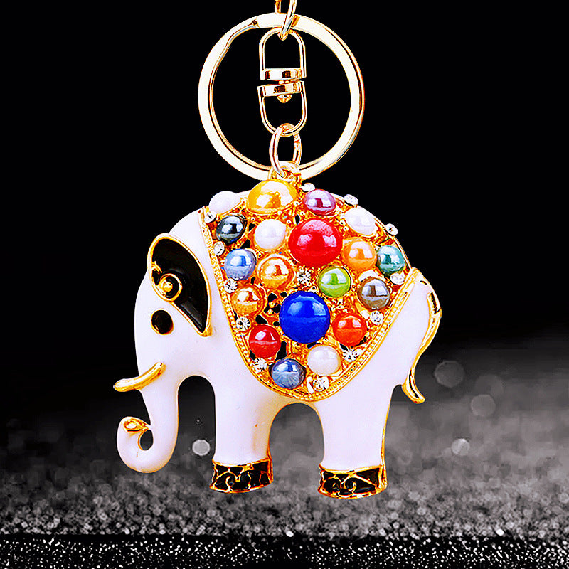 Wholesale Crystal studded diamond elephant cute metal keychain