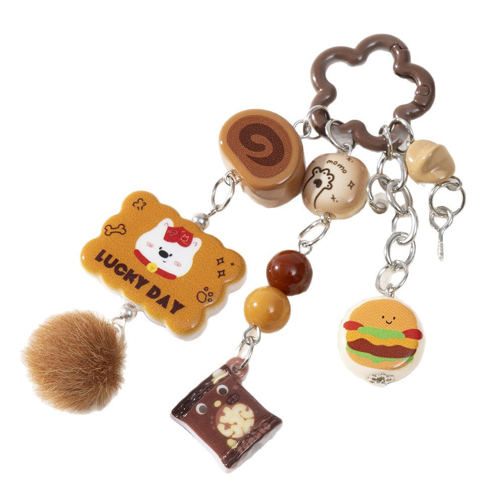 Wholesale Colorful Cute Food Spoon Hair Ball Keychain