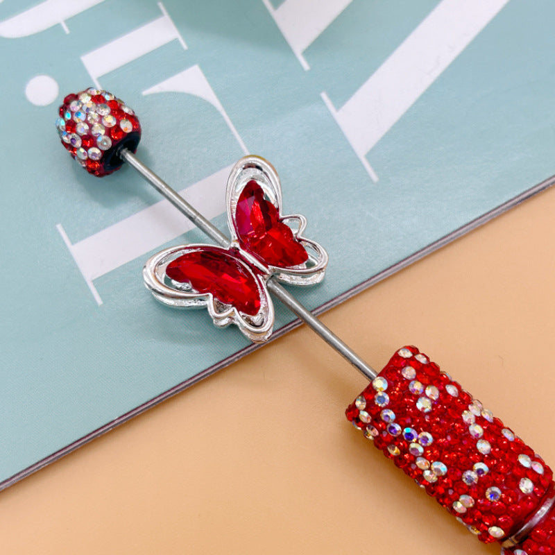 Wholesale 20pcs Alloy double-sided crystal zircon butterfly beads