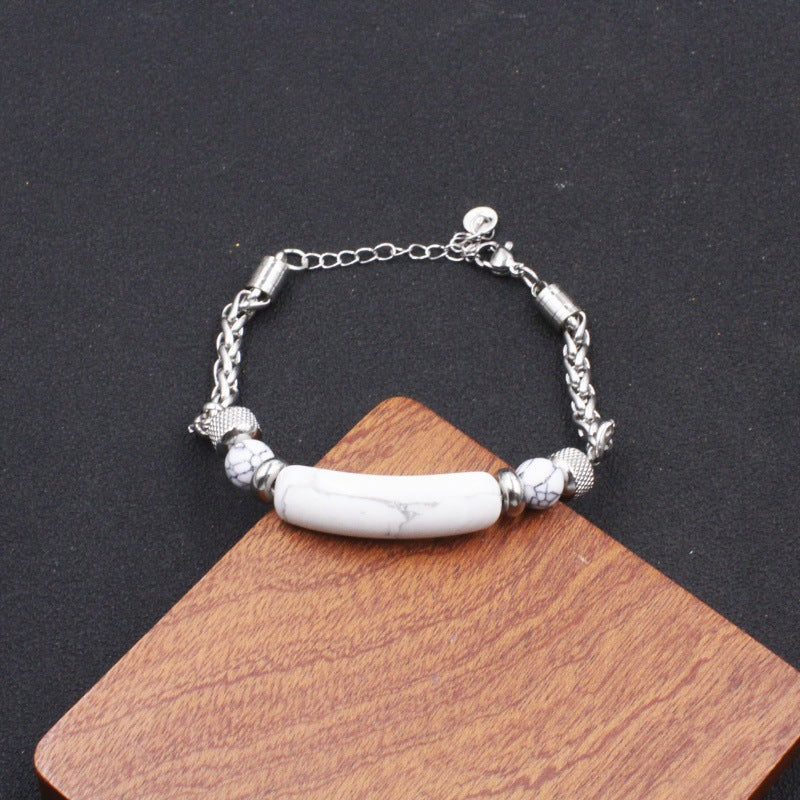 Wholesale Turquoise Patchwork Titanium Steel Bracelets