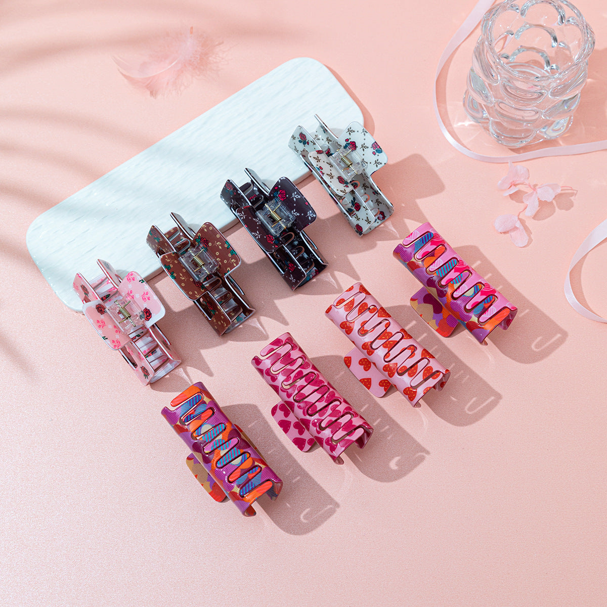 Wholesale simple all-match Valentine's Day printed rose love hair clip hair clip back headwear shark clip