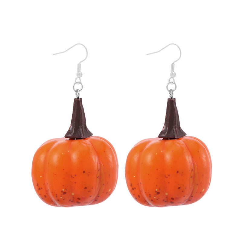 Wholesale Trendy  Earrings Exaggerated Resin Skull Pumpkin  Web Dangle Earrings Party Jewelry Accessory