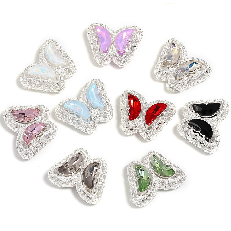 Wholesale 15pcs DIY Alloy Hollow Butterfly Through-Hole Drill Beads