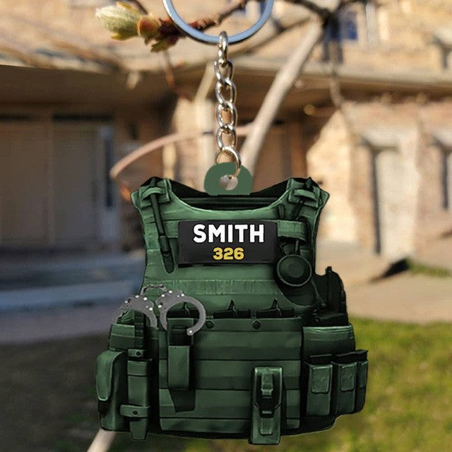 Wholesale Police Acrylic Flat Backpack Keychain