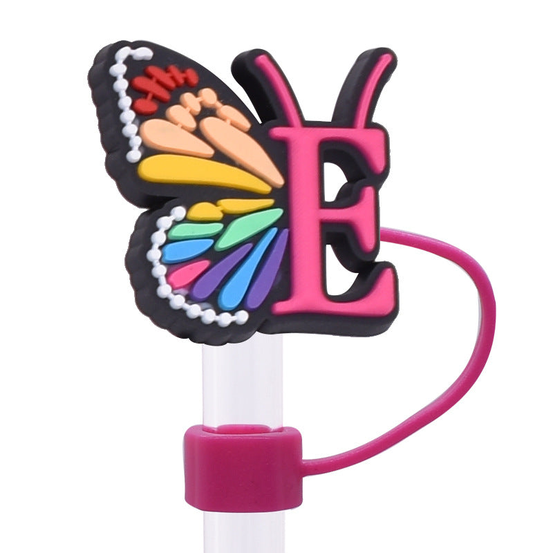 Wholesale  Random 100pcs/pack   Butterfly letter dustproof straw cover  Straw Tube Cap