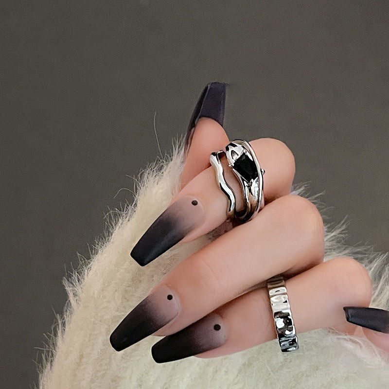 Wholesale Geometric cool black crystal ring