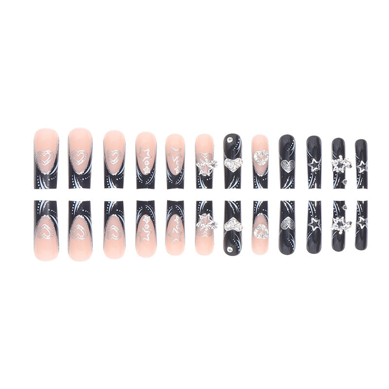 Wholesale Valentine's Day Black Glitter Love Star Nail Art Patches