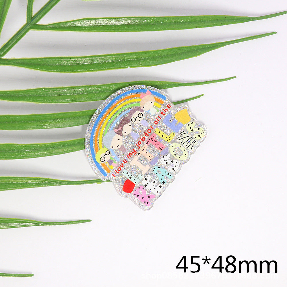 Wholesale 10pcs Loose Powder Cartoon Teacher Stationery Style DIY Accessories FlatBack