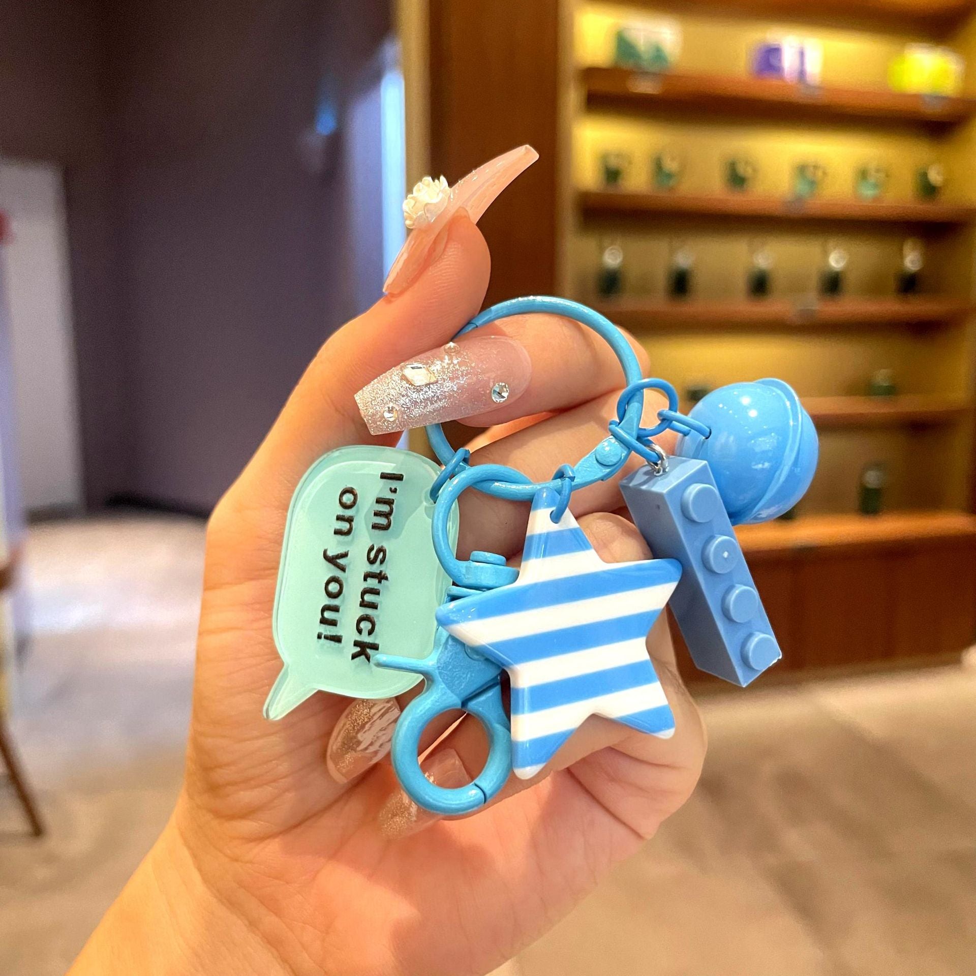 Keychain de bloque de bloques de construcción acrílico al por mayor