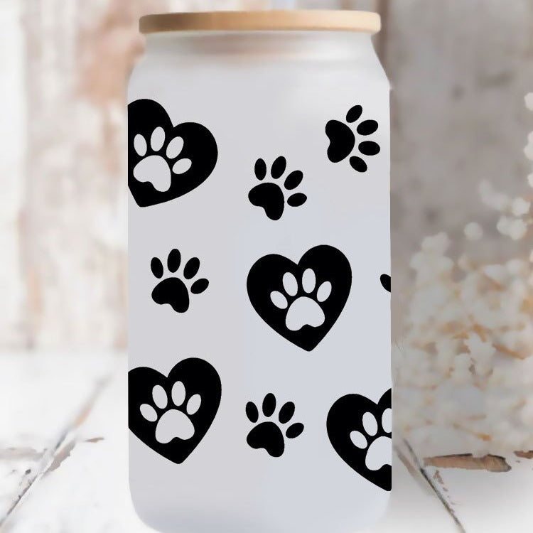 Wholesale Cat and dog paw print bones  16oz Cup UV DTF Wraps