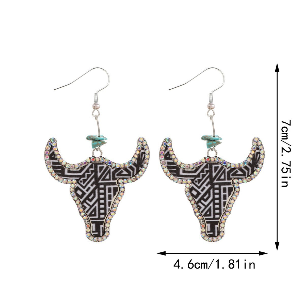 Wholesale  Retro Western Denim-style Cow Head Color Leather Earrings