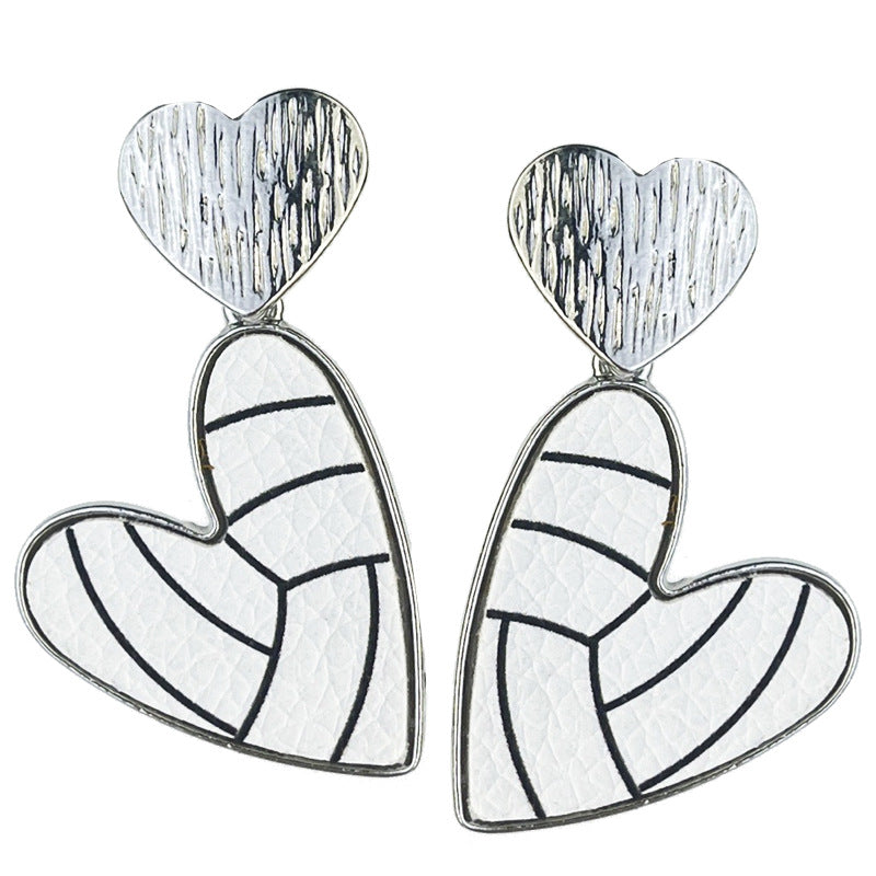 Wholesale 2Pairs/pack Rugby Sports Love Basketball Softball Volleyball Football Leather Metal Earrings