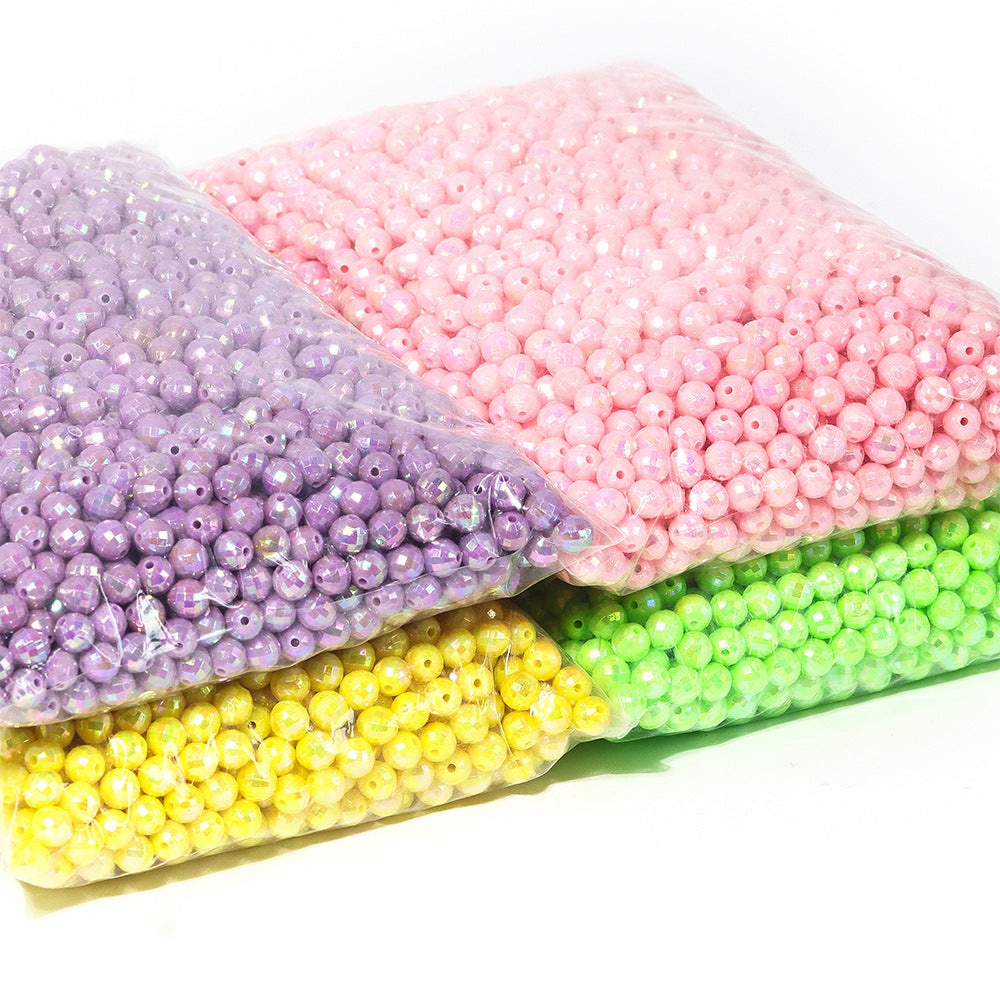 Wholesale 1000PCS/PACK 8mm Acrylic Plating AB Beaded Color Balls Plastic Straight Hole Beads