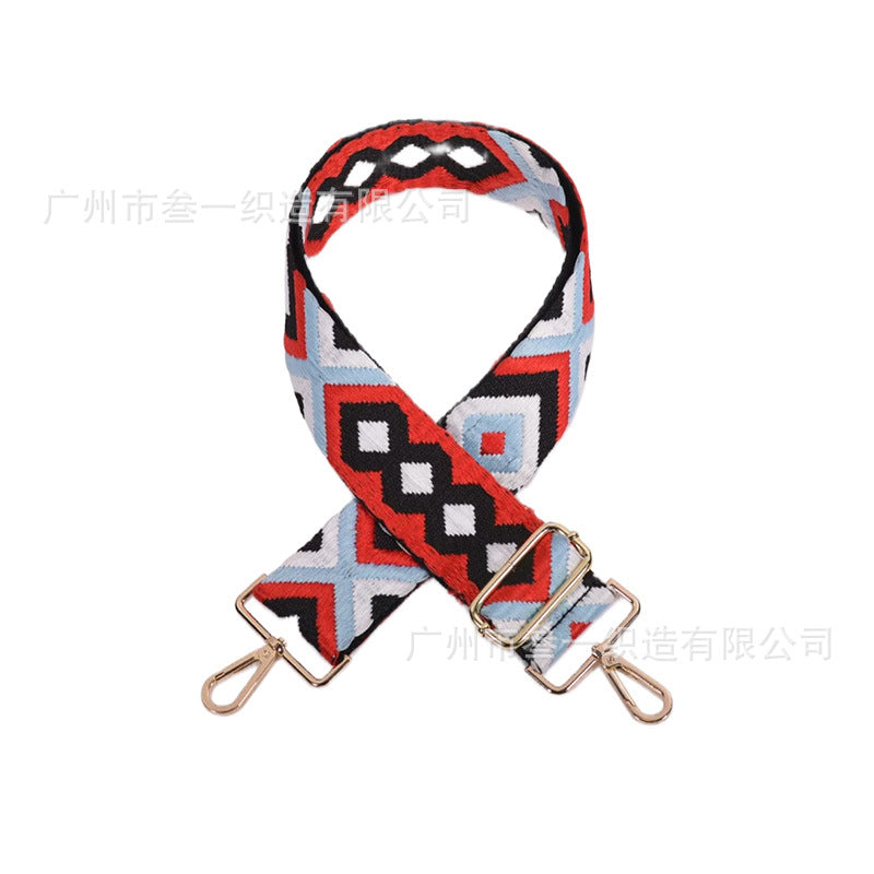 Wholesale All-match Ethnic Style 3.8cm Diamond Jacquard Adjustable Lengthened Retro Style Bag Strap