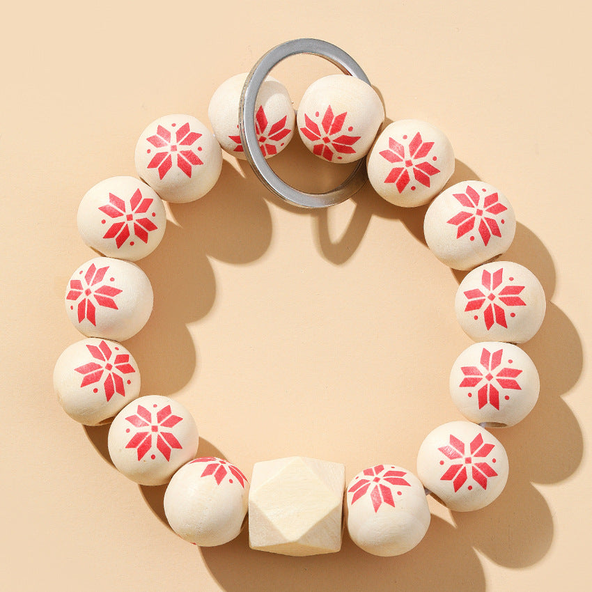 Wholesale Cherry Blossom Wooden Beads Bracelet Keychain