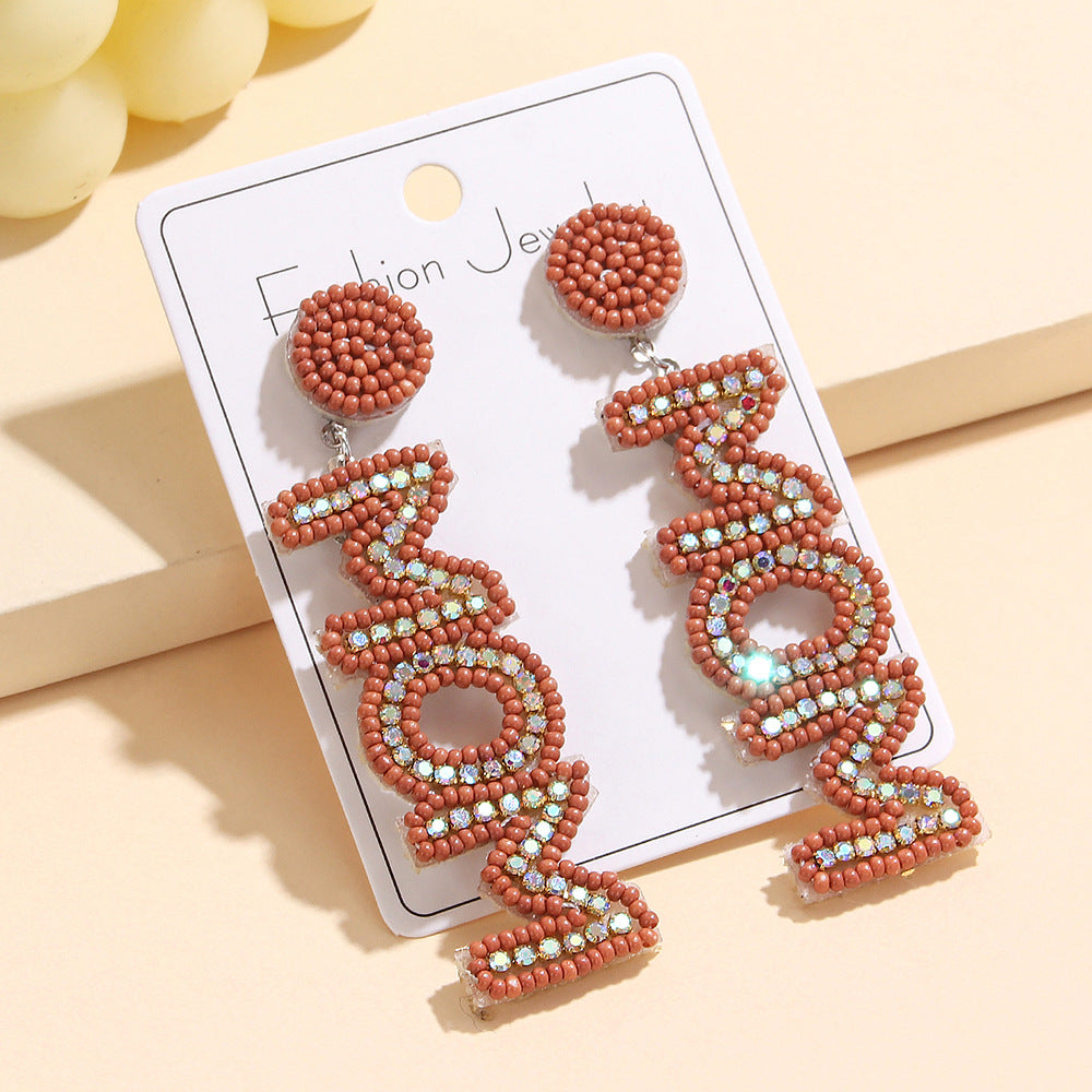 Wholesale Creative Letter Sequins Mother's Day Earrings Woven All-match  Earrings