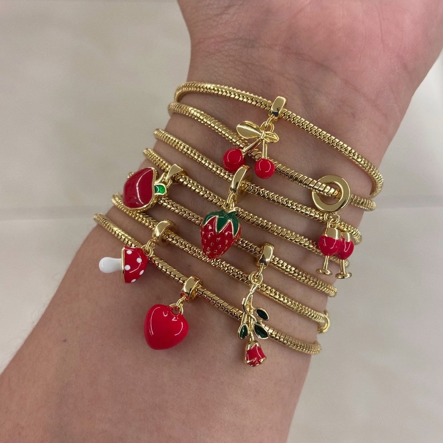 Wholesale  Strawberry Cherry  Pendant Color Dropping Fruit Series Bracelet