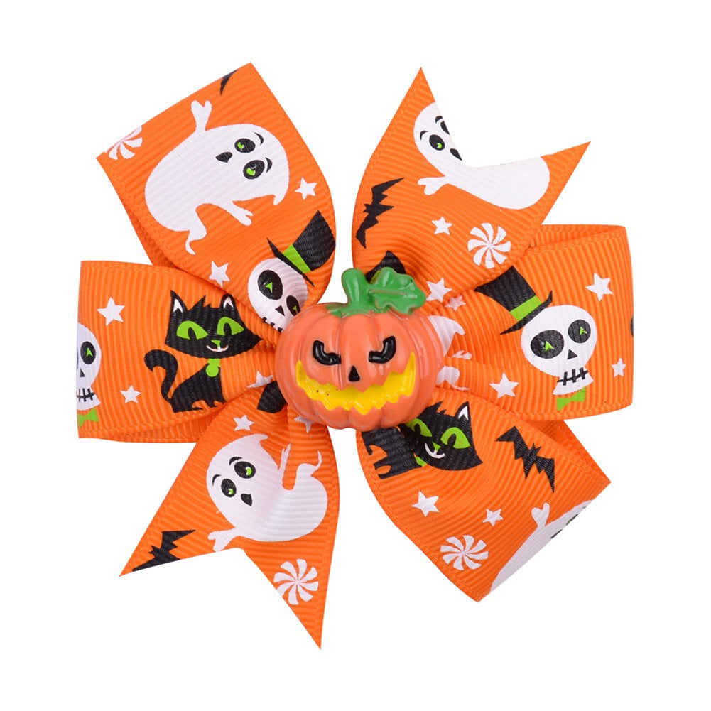 Wholesale Halloween Dress Up Bat Ghost Fabric Kids Hair Clips