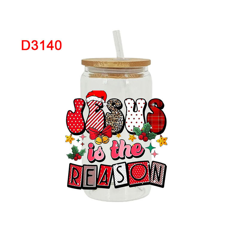 Wholesale Colorful Christmas Tree 16oz Cup UV DTF Wraps