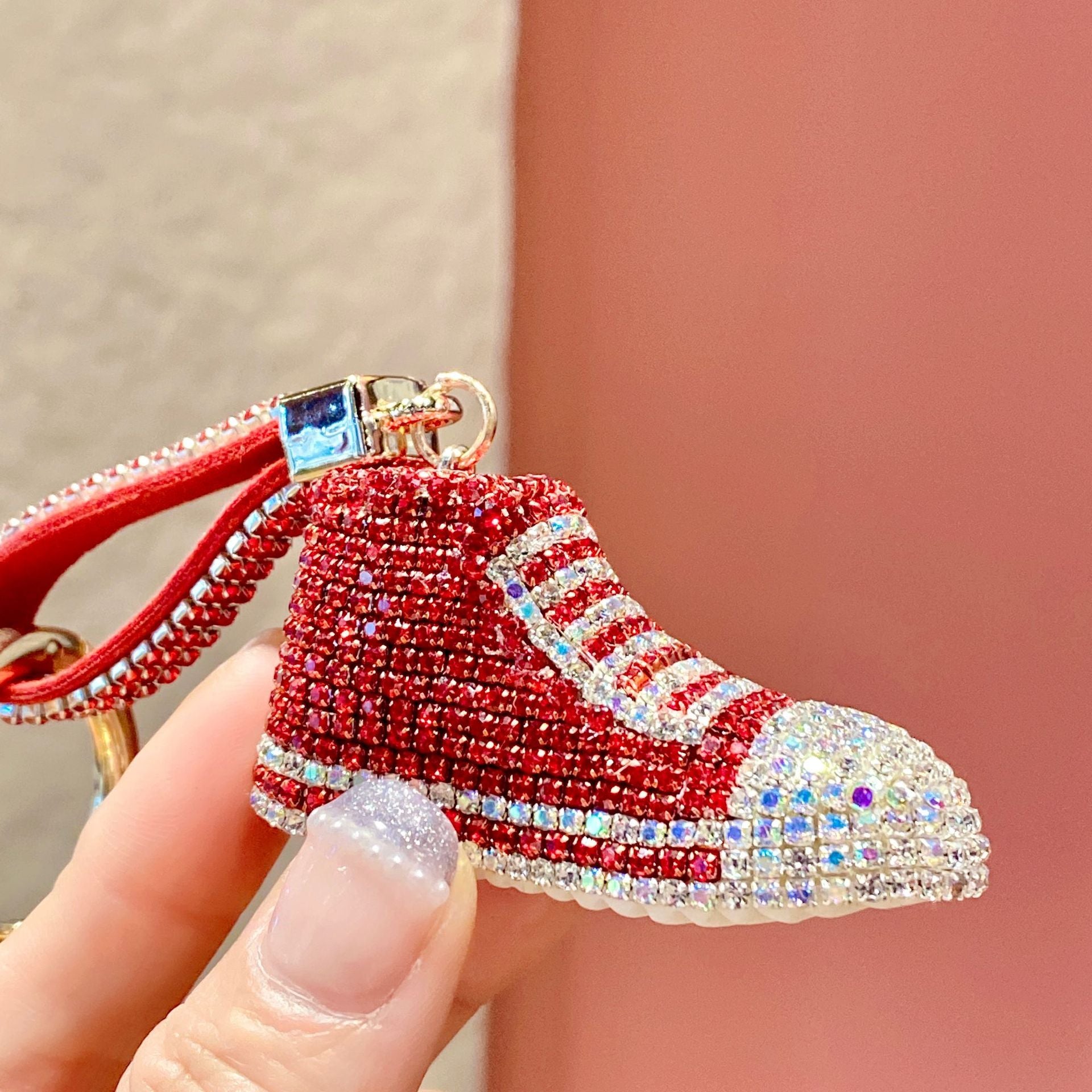 Wholesale Metal Diamond-encrusted Canvas Shoes Keychain