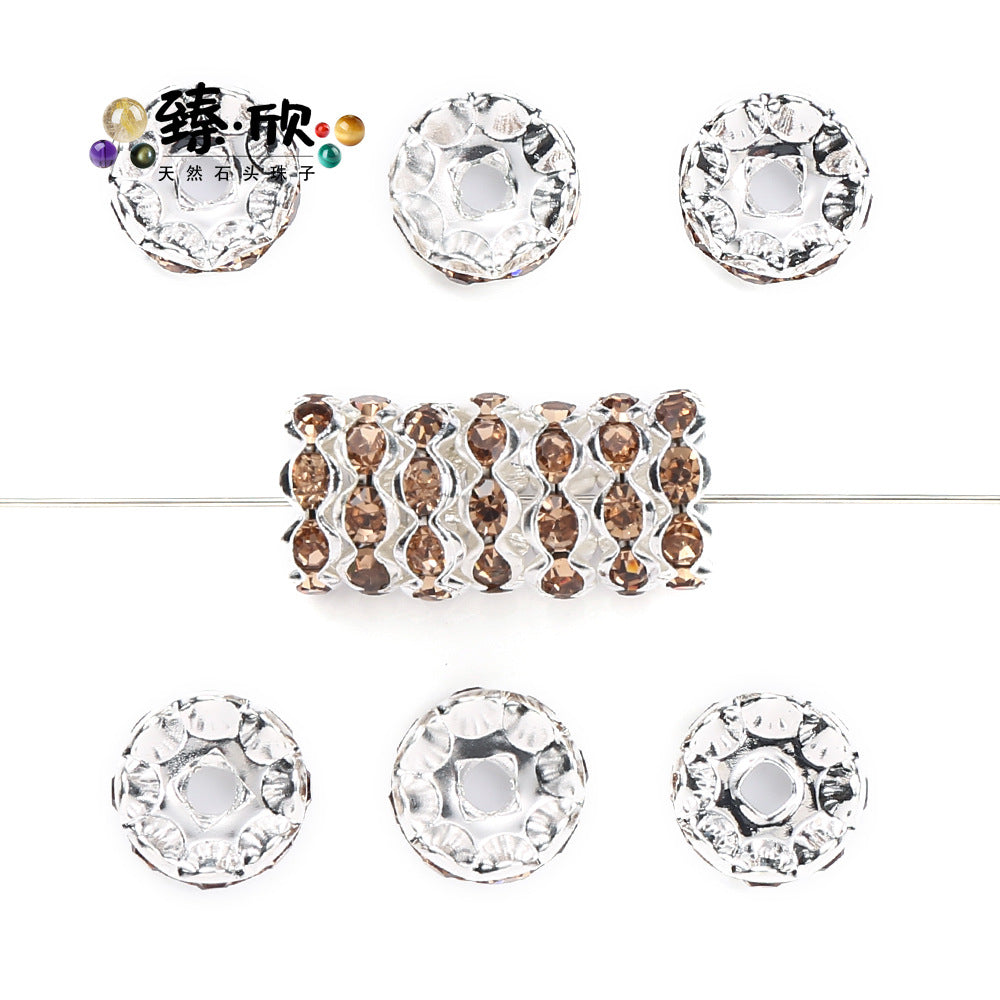Wholesale 60pcs 12MM Color Wave Rhinestone Diamond Ring Spacer Beads