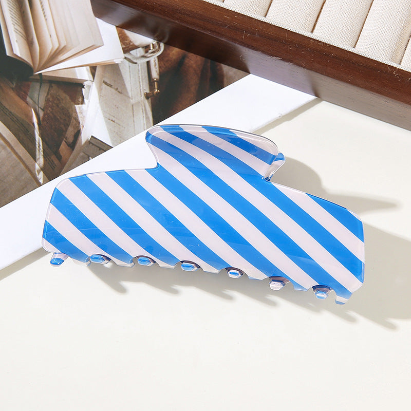 Wholesale Trendy Mermaid Blue Striped French Semicircle Hair Claw Clip For Women PVC Hair Accessory For Everyday Styling And Boutique Resale