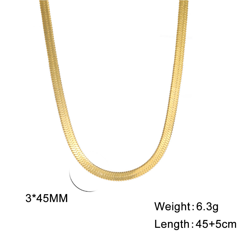 Wholesale Stainless steel snake flat chain snake chain gold necklace snake bone stainless steel plain chain necklace