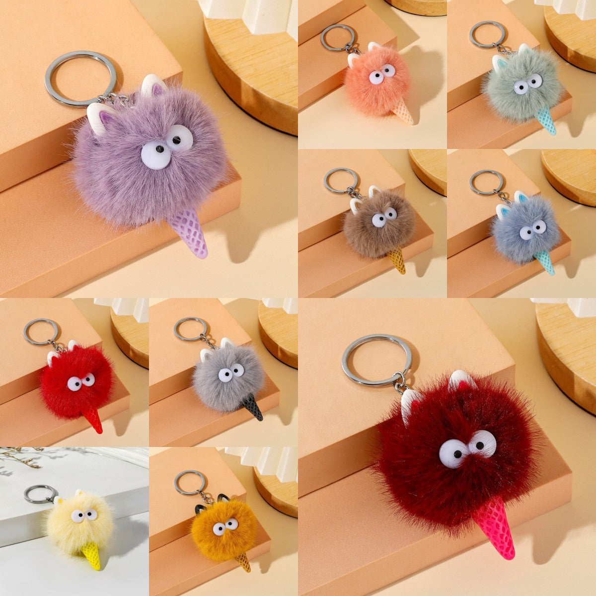 Wholesale Cartoon Ice Cream Plush Keychain