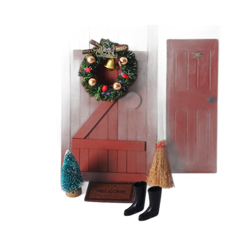 Wholesale Dollhouse1:12 doll mini house gate Christmas decoration suit model bjd holiday decoration accessories