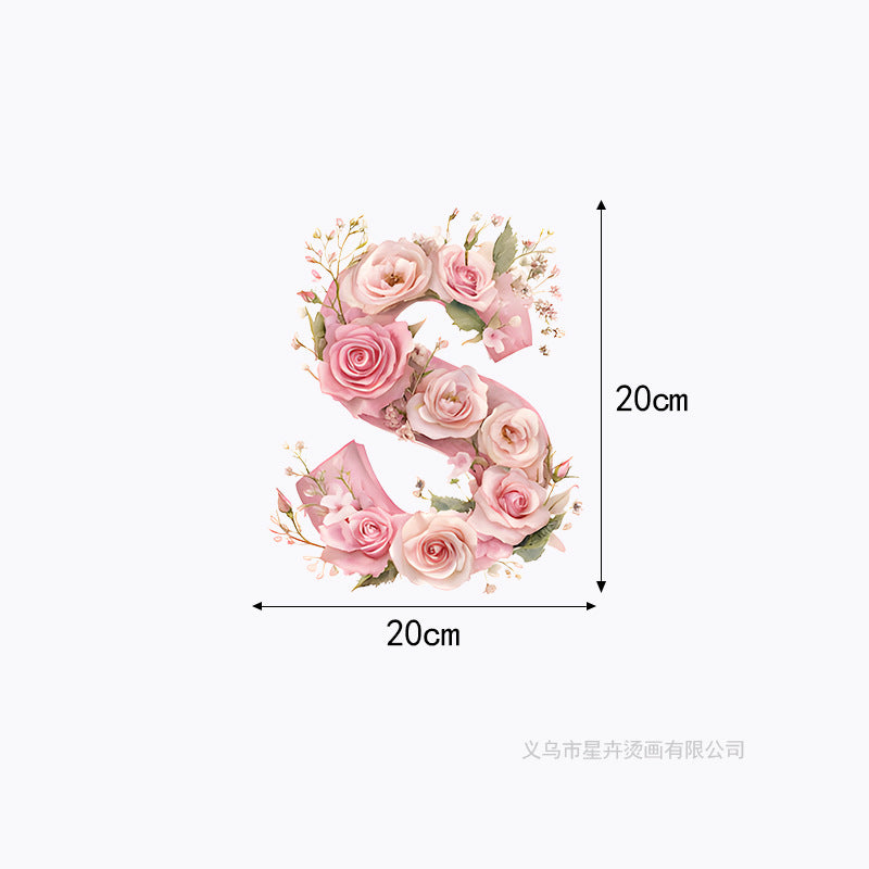 Wholesale 10pcs 26 letter flower branches and leaves UV DTF Ready to Press Transfers Wraps