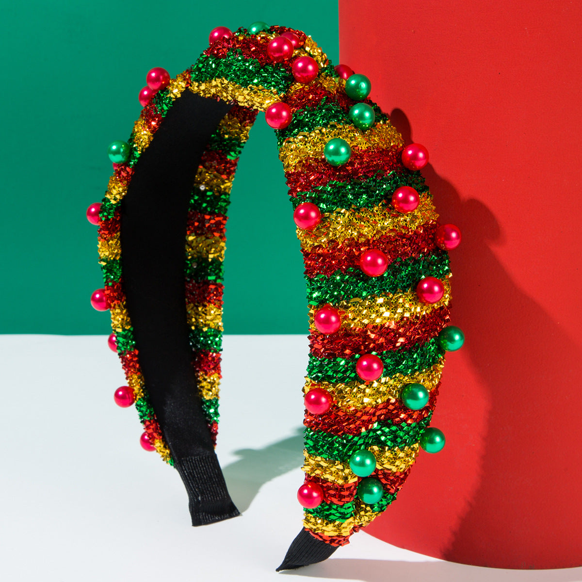 Wholesale Popular Christmas Party Fashion Striped Pearl Temperament Headband