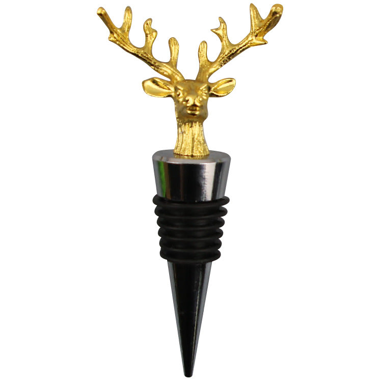 Wholesale DIY Golden Deer Head Zinc Alloy Red Wine Bottles