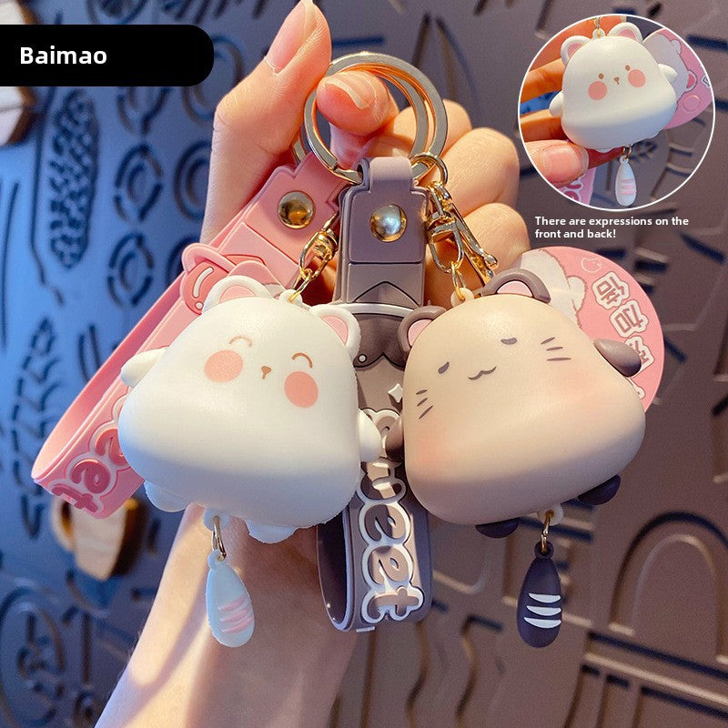 Wholesale Cute Cat Trendy Car Panda Keychains Couple Schoolbag Pendant