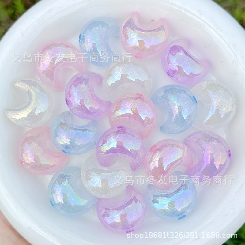 Wholesale 50pcs/pack Moon Small Crescent Moon Hole Beads DIY Acrylic Beads