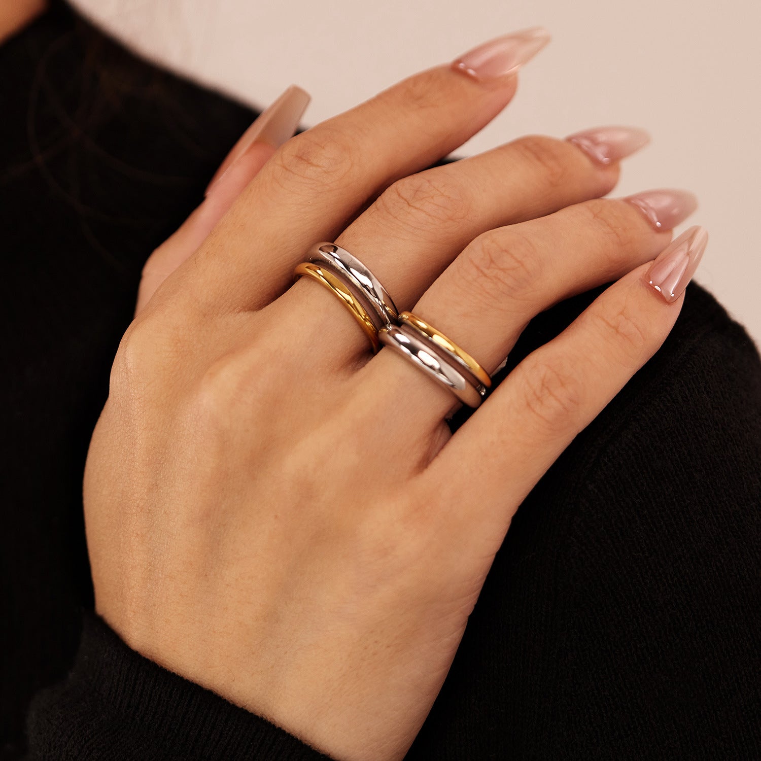 Wholesale Colorblock Titanium Steel Ring