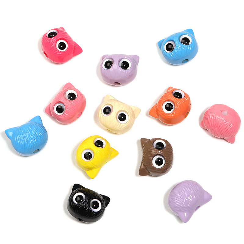 Wholesale 20pcs/pack autumn and winter plush big-eyed cat beads DIY accessories