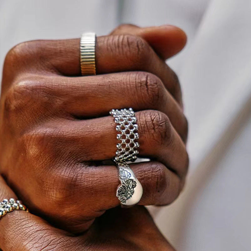 Wholesale 18k Gold Small Round Beads Matrix Arrangement Ring