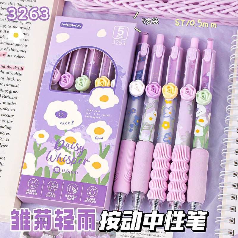 Wholesale Colorful flowers press neutral Plastic Pen
