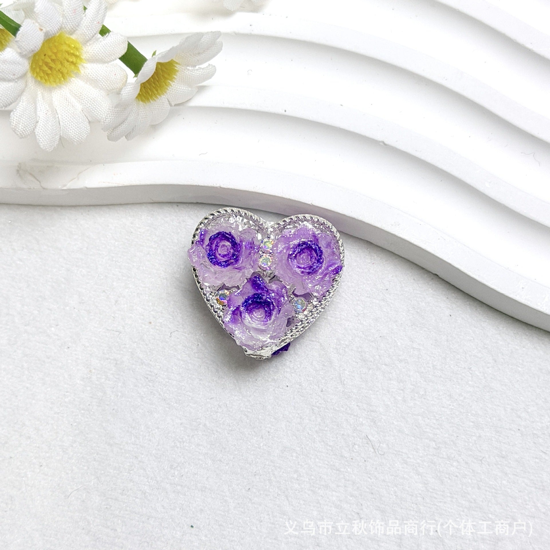 Wholesale  10pcs Water Diamond Colored Rose Pearl Love Bead