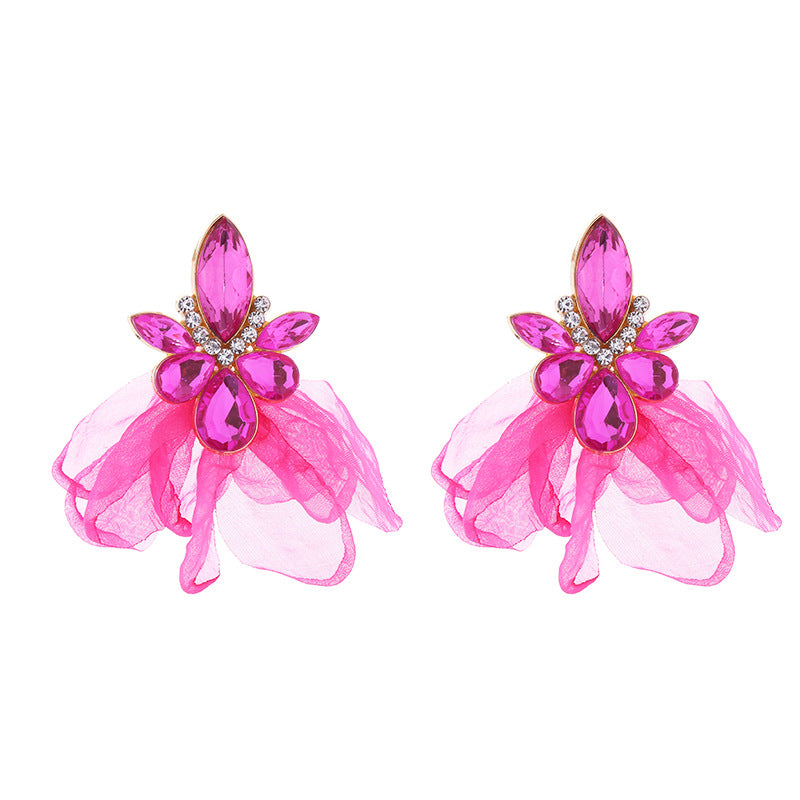 Wholesale Super Sparkling Diamond Flower Earrings